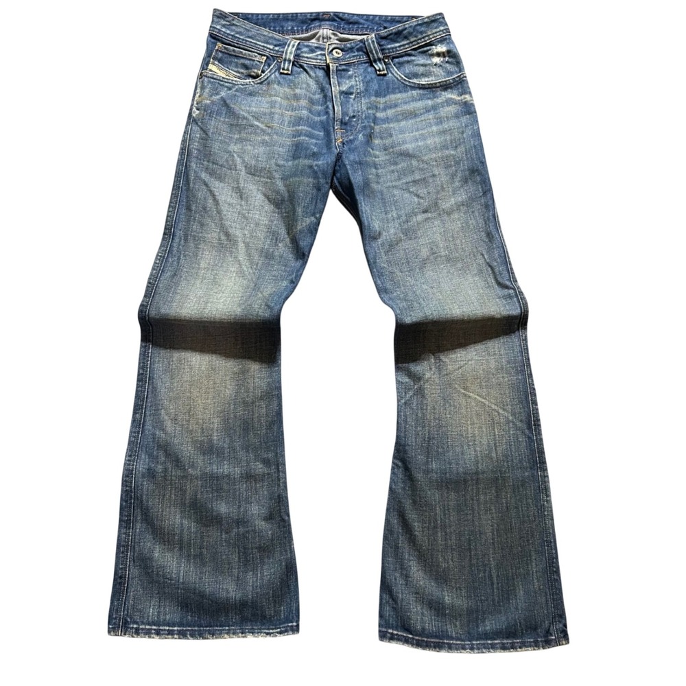 Diesel ZAF L.30 Jeans Mens 29 (Fits 30x30) Blue Distressed Button Fly Italy Made